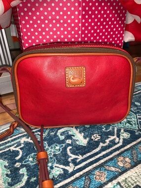 Dooney & Bourke Deni Florentine qvc leather crossbody bag new Red
